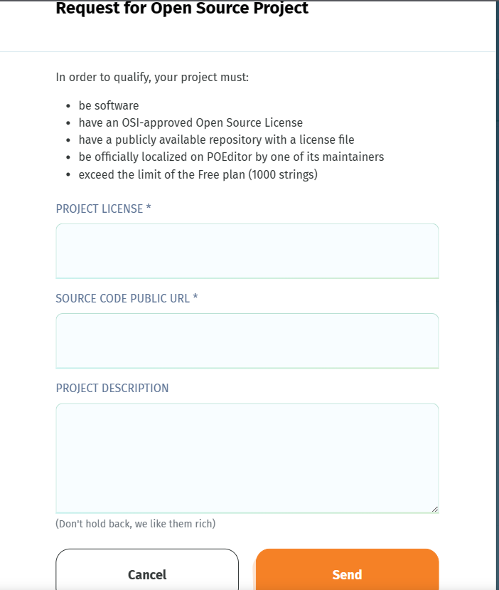Requesting a Free Open Source Software Localizaiton Project (Project Page) - POEditor Localization Tool